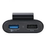TD LTE Car Charger With Quick Charge 3.0 With four charging ports it has a suspension cord in the back passenger seat