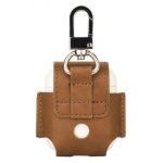 Protective case for Apple AirPods leather with hook Brown Color - Image 4