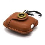 Protective case for Apple AirPods leather with hook Kaki Color - Image 5