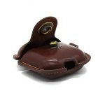 Protective case for Apple AirPods leather with hook Brown Color - Image 4