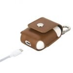 Protective case for Apple AirPods leather with hook Brown Color - Image 2