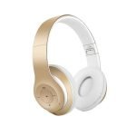 L150 Wireless Bluetooth Headset – Microphone – FM Radio – Memory Card Slot – Foldable Compatible with mobile and computer Gold Color
