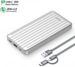 ⁦زندور باور بنك 10000 ملي امبير 18 وات فائق النحافة PD+QC3.0 لجميع اجهزة الموبايل واجهزة ماك بوك لون فضي⁩ - الصورة ⁦2⁩