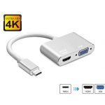 USB-C to HDMI 4K VGA Adapter, USB 3.1 Type-C to VGA HDMI Video Converter Adaptor