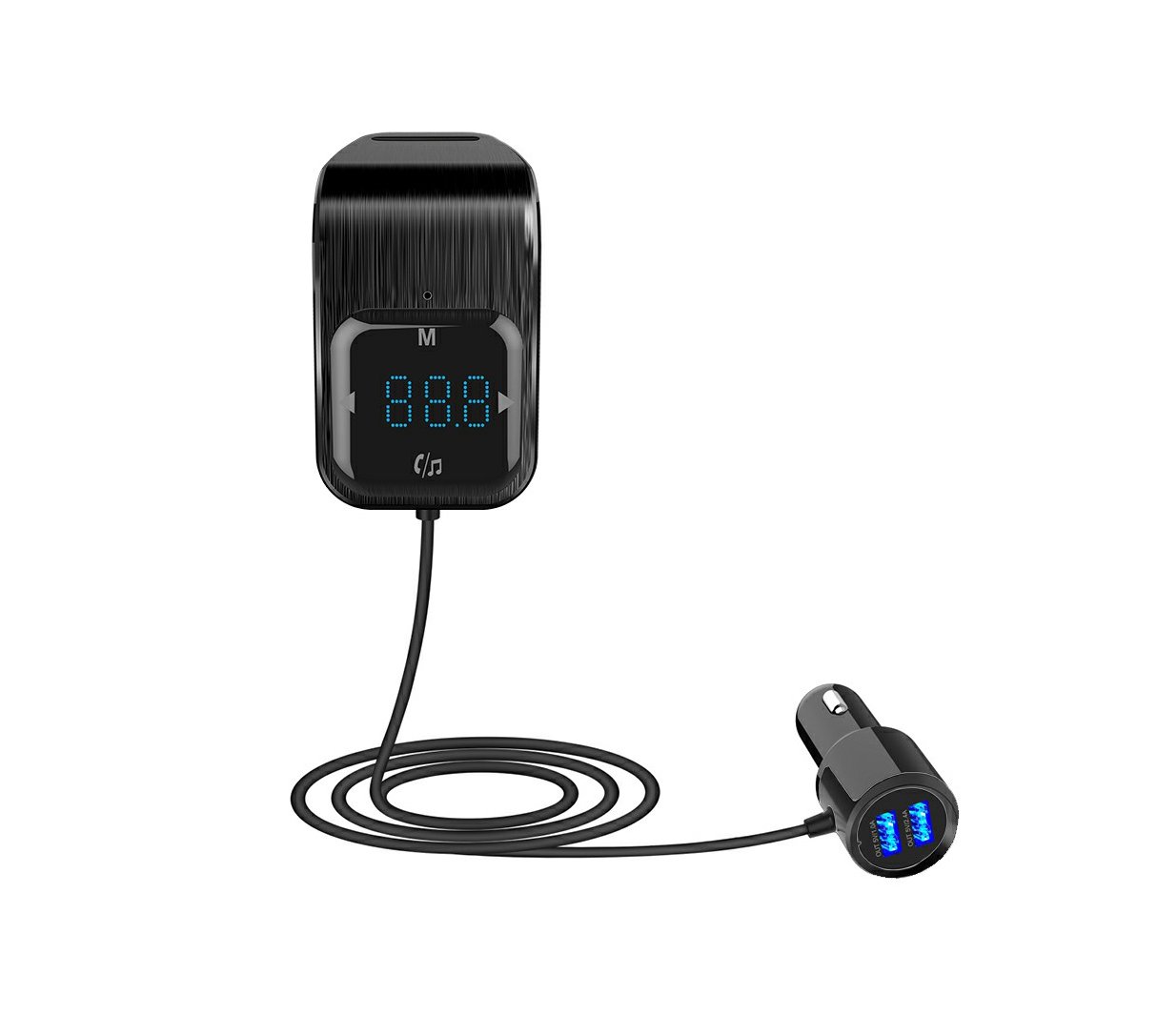 CAR-44887-a Fm Transmitter Car With Charger Car Mp3 Player for car hands free receiver Car Kit with Mic - TF Card - 2USB - for iPhone,iPad and Other Android Phones - BC39 - Image 1
