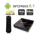 اندرويد تي في بوكس H96 MAX Plus رامات 4 جيجا – ذاكرة 64 جيجا اندرويد 8.1 بلوتوث 4.0 -واي فاي – منفذ لكارت الذاكرة-USB