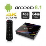 اندرويد تي في بوكس H96 MAX Plus رامات 4 جيجا – ذاكرة 64 جيجا اندرويد 8.1 بلوتوث 4.0 -واي فاي – منفذ لكارت الذاكرة-USB