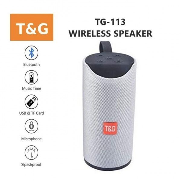 erdhye5dr-600x600 مكبر صوت T&G لاسلكي بلوتوث مضاد للماء استريو – راديو FM – منفذ كارت ميموري – USB – منفذ AUX لون فضي - الصورة 1