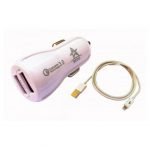 BEDO Car Charger with 2 output Fast Charging Qualcomm Quick charge 3.0 with iPhone cable White Color