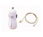 BEDO Car Charger with 2 output Fast Charging Qualcomm Quick charge 3.0 with iPhone cable White Color - Image 2