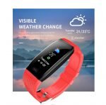 T5 Smart Bracelet with Body Temperature ECG Fitness Tracker Massages & Calls Compatible with Android and iOS Red Color - Image 3