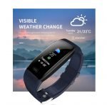 T5 Smart Bracelet with Body Temperature ECG Fitness Tracker Massages & Calls Compatible with Android and iOS Blue Color - Image 4