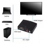 VGA to HDMI Converter Box - VGA & Audio to HDMI Video with Power Adapter - Black - Image 5