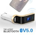 Fm Transmitter Car With Charger Car Mp3 Player for car hands free receiver Car Kit with Mic – TF Card – USB Drive – AUX Play for iPhone,iPad and Other Android Phones Gold Color - Image 7