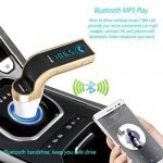 Fm Transmitter Car With Charger Car Mp3 Player for car hands free receiver Car Kit with Mic – TF Card – USB Drive – AUX Play for iPhone,iPad and Other Android Phones Gold Color - Image 3