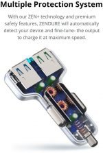 ⁦زيندور شاحن سيارة سريع بمخرجين USB لون فضي⁩ - الصورة ⁦3⁩