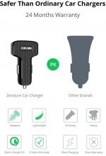 Zendure Quick Charge Dual USB Car Charger Black Color - Image 3