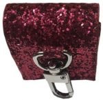 Protective case for Apple AirPods leather glitter with hook Red Color - Image 4