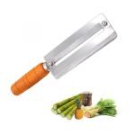 Knife slicing and cleaning cane and pineapple