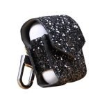 Protective case for Apple AirPods leather glitter with hook Black Color
