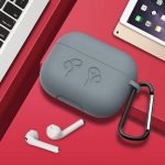 Protective Silicone AirPods Pro Case with hook Dark Gray Color - Image 2