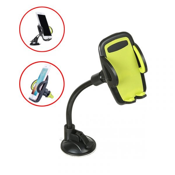 Mobile holder 360 Degree installed in the glass or the dashboard or air conditioning slot for easy and safe talking and driving - B27S - Green