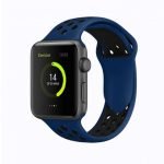 Bracelet silicone 42mm For Apple Watch Navy & Black Color - Image 2