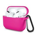 Protective Silicone AirPods Pro Case with hook Hot Pink Color