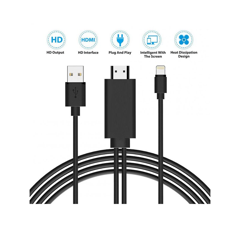 gvjlghkl (4) Lightning To HDMI Cable 1080P 2m - Plug & Play For iphone - ipad & etc - Image 1