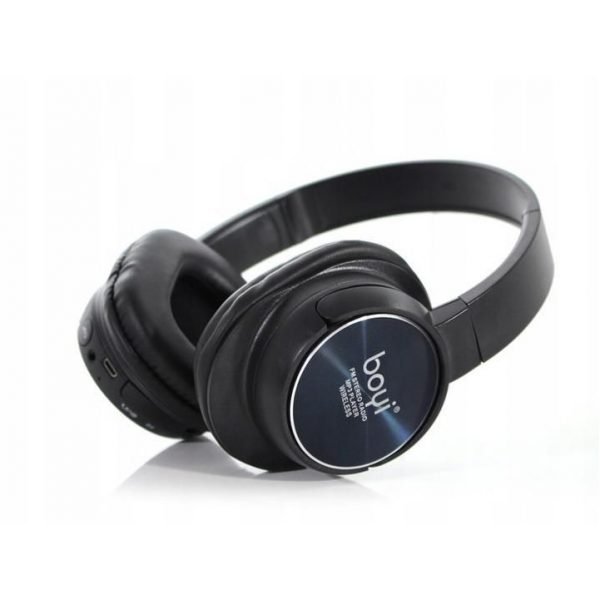 بوي سماعة رأس لاسلكية بلوتوث قابلة للطي متوافق مع الموبايل والكمبيوتر لون أسود