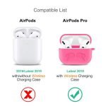 Protective Silicone AirPods Pro Case with hook Hot Pink Color - Image 2