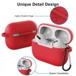 Protective Silicone AirPods Pro Case with hook Red Color - Image 2