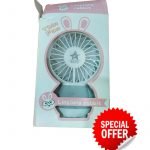 BEDO Mini Fan Rechargeable portable with multiple color lighting Grey Color (The Product Packaging Is Only Damaged And The Product Is In Good Condition)