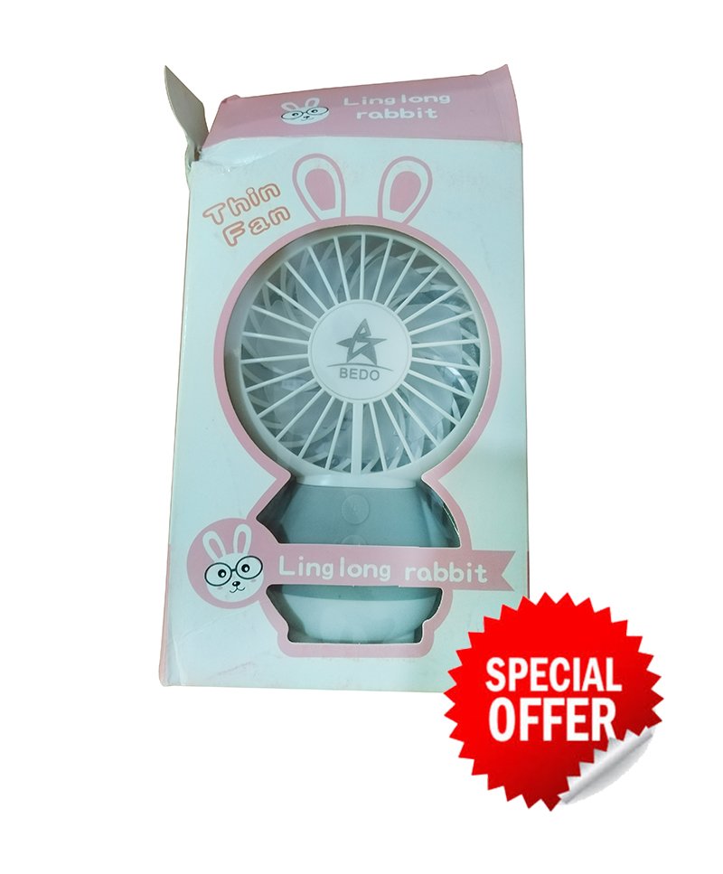 smart BEDO Mini Fan Rechargeable portable with multiple color lighting Grey Color (The Product Packaging Is Only Damaged And The Product Is In Good Condition) - Image 1
