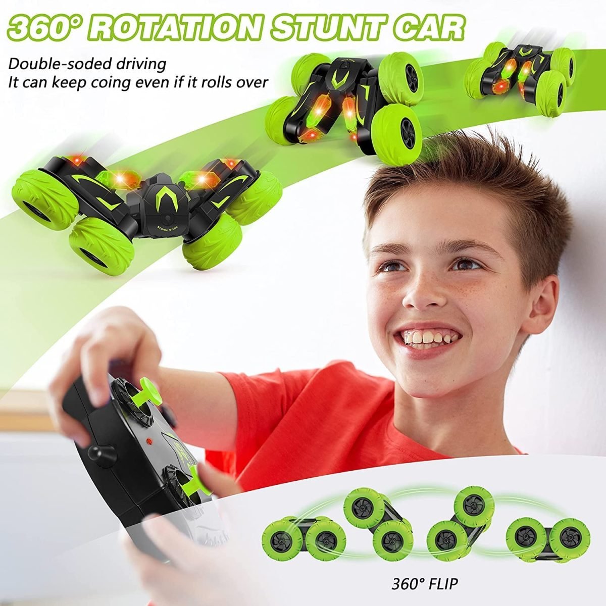 Stunt Car With USB Charger & Remote-SY005 - Green - Image 3