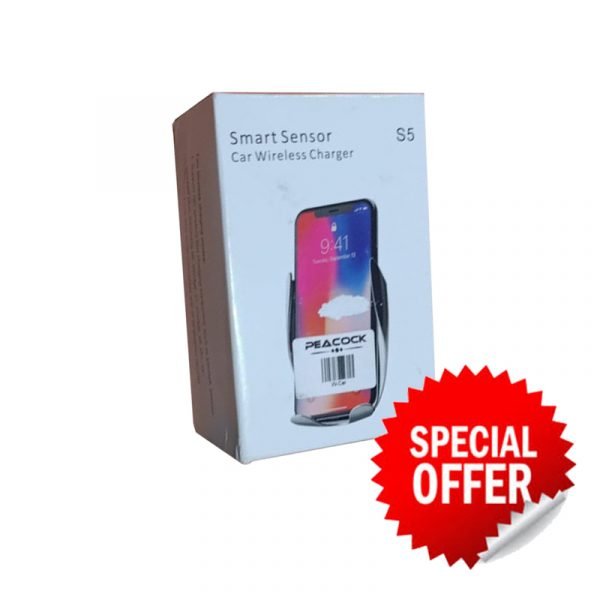Wireless Charger Smart Sensor Mobile holder For car compatible All mobile phones charge wireless Black Color (The Product Packaging Is Only Damaged And The Product Is In Good Condition)