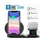 N30 Wireless Charger 3 in 1 Fast Charging with for Apple iWatch/AirPods Series/iPhone 12/11/ Max/XR/XS/X/ 8/ Galaxy S20/ S10/ S9/ Note10/ Note 9 & More - Black - Image 4