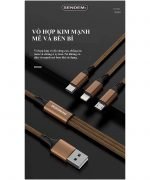⁦SENDEM كابل للايفون والاندرويد والتيب سي 3 في 1 للشحن السريع 1.2 متر m10s - لون بني⁩ - الصورة ⁦2⁩