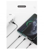 ⁦SENDEM كابل للايفون والاندرويد والتيب سي 3 في 1 للشحن السريع 1.2 متر m10s - لون فضي⁩ - الصورة ⁦2⁩