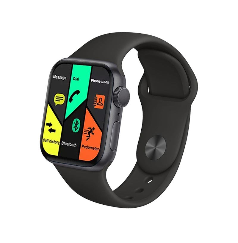 btf131 FK88 Smart Watch 44MM-SERIES 6 - Full Touch Screen, All watch Buttons Work with 2 Fabric & Silicone Straps, Support Arabic language, compatible Android & IOS, Black Color - Image 1