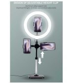 ⁦حامل ثابت لسطح المكتب وحلقة اضاءة دائرية للبث المباشر والتصوير الاحترافي قابل للتعديل مع استدارة 360 درجة مع 3 حوامل للموبايل⁩ - الصورة ⁦3⁩
