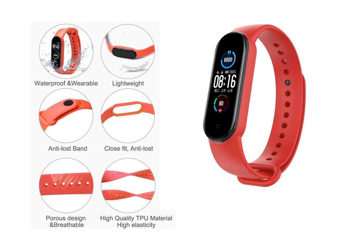 New M5 Smart Watch Touch screen compatible with Android and iOS - Red - Image 7