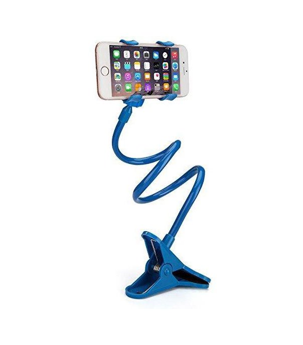 Flexible Mobile holder with clip compatible with all Mobile - A66 - Blue