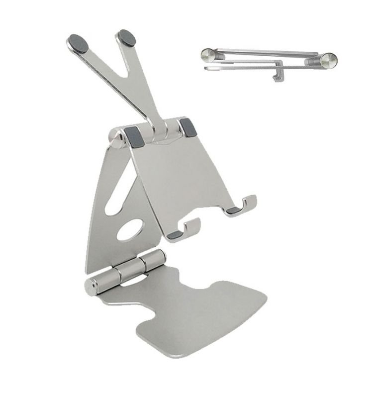 61-MCFhL+NL._AC_SL1500_ Desktop Stand For Mobile & iPad Foldable & Adjustable - B18 - Silver - Image 1
