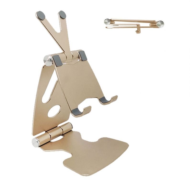 H6f2e4f562ef243caaa3309b6382beca1A Desktop Stand For Mobile & iPad Foldable & Adjustable - B18 - Gold - Image 1
