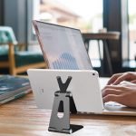 Desktop Stand For Mobile & iPad Foldable & Adjustable - B18 - Black - Image 3
