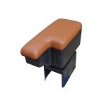Leather console with a car armrest with two levels for the palm of the hand while driving and for storing things. It contains five USB outlets, suitable for all cars / model CON-04 – Brown X Black Color