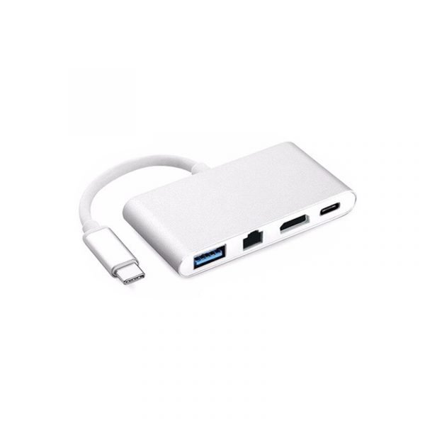 محول من USB-C الي  HDMI & USB & j45 & USB-C