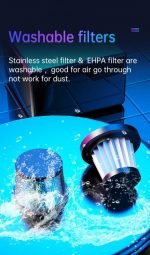 ⁦مكنسة كهربائية محمولة لاسلكية مع ضوء LED للسيارة والمنزل قابلة لإعادة الشحن -  V8⁩ - الصورة ⁦13⁩