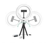 ⁦حامل ثابت لسطح المكتب وحلقة اضاءة دائرية للبث المباشر والتصوير الاحترافي قابل للتعديل مع استدارة 360 درجة مع حامل للموبايل - UN-205⁩ - الصورة ⁦2⁩